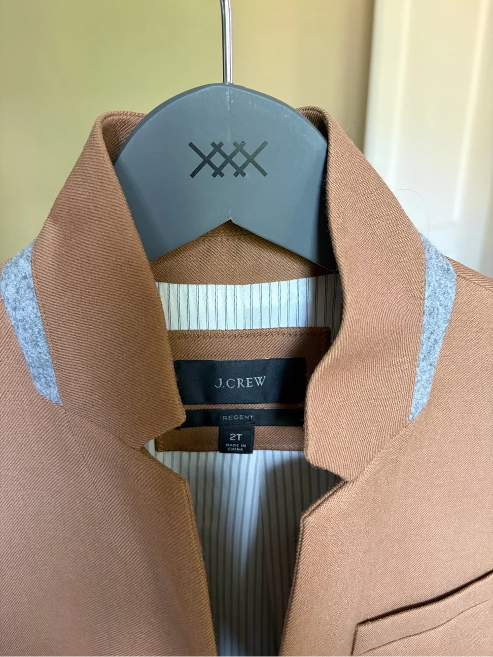 J. Crew Regent Blazer in Camel Tan with Gray Trim